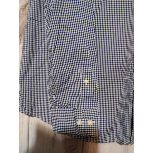 GoodFellow Shirt Men's 2xb Blue Check Button Front Long Sleeve - Picture 4 of 8